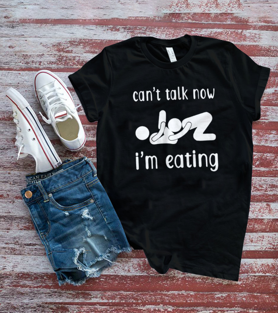 Can’t Talk Now I’m Eating Iconic Stick Figure Humor T-Shirt