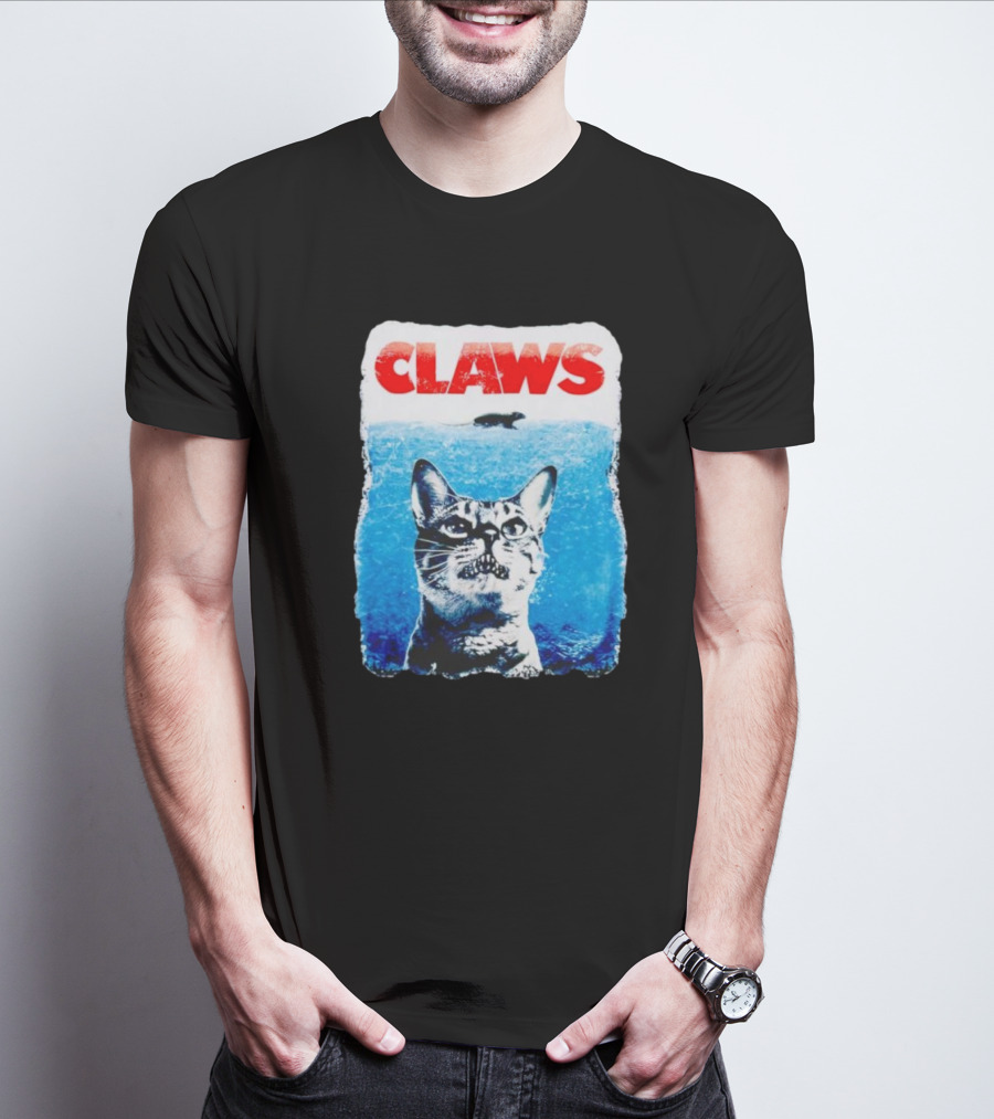 Claws Parody Cat With Fish Underwater T-Shirt