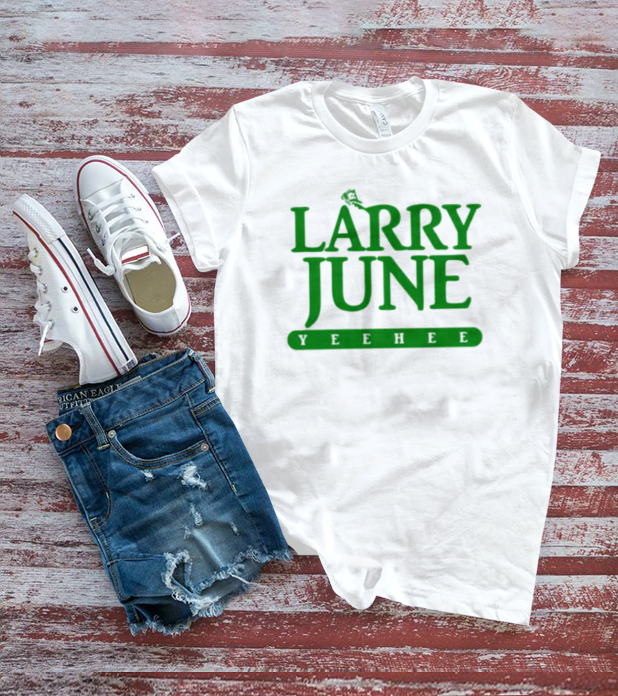 Larry June Yeehee Green Text T-Shirt