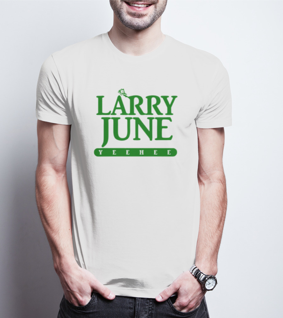 Larry June Yeehee Green Text T-Shirt