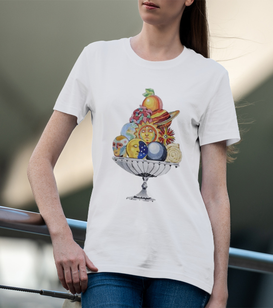 Louis Celestial Faces Pyramid Planets Fruit Bowl T-Shirt