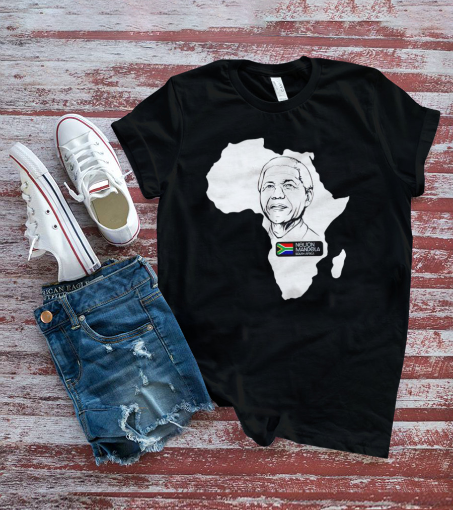 Nelson Mandela South Africa Flag Map T-Shirt