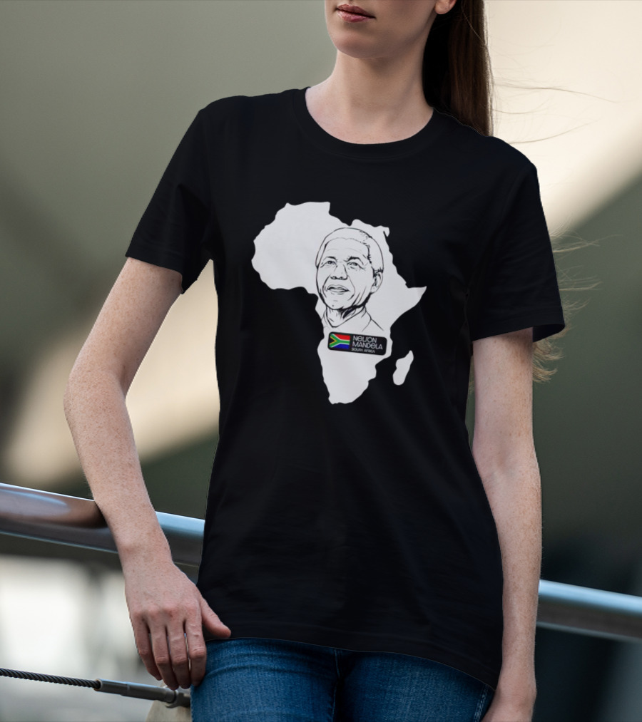 Nelson Mandela South Africa Flag Map T-Shirt