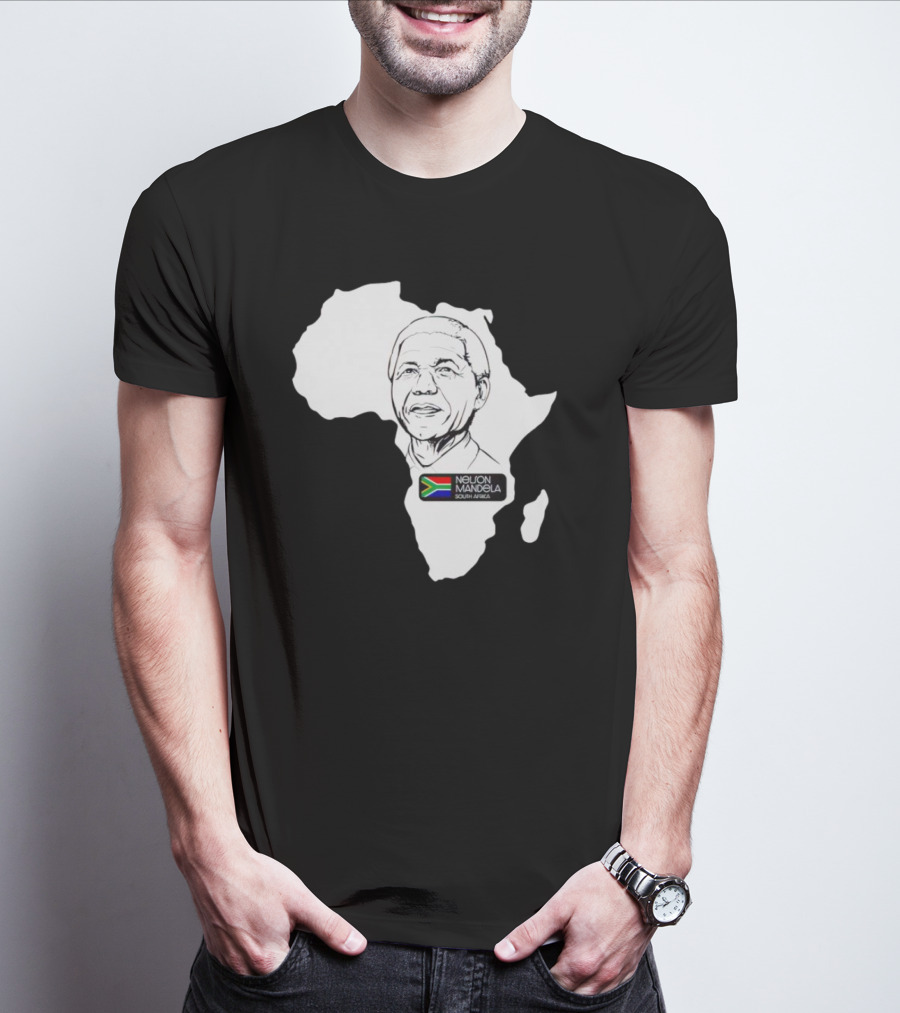 Nelson Mandela South Africa Flag Map T-Shirt