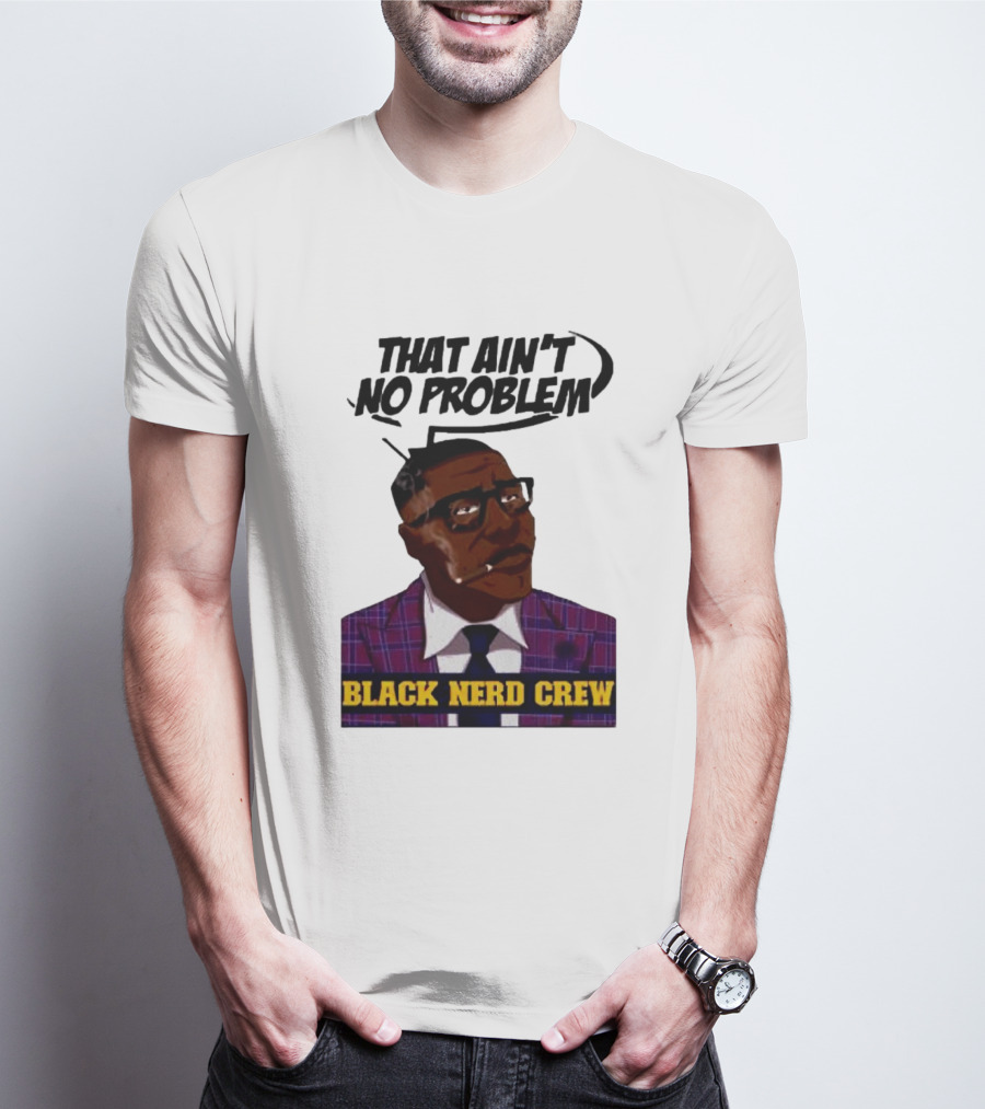 Shannon Sharpe That Ain't No Problem Black Nerd Crew T-Shirt