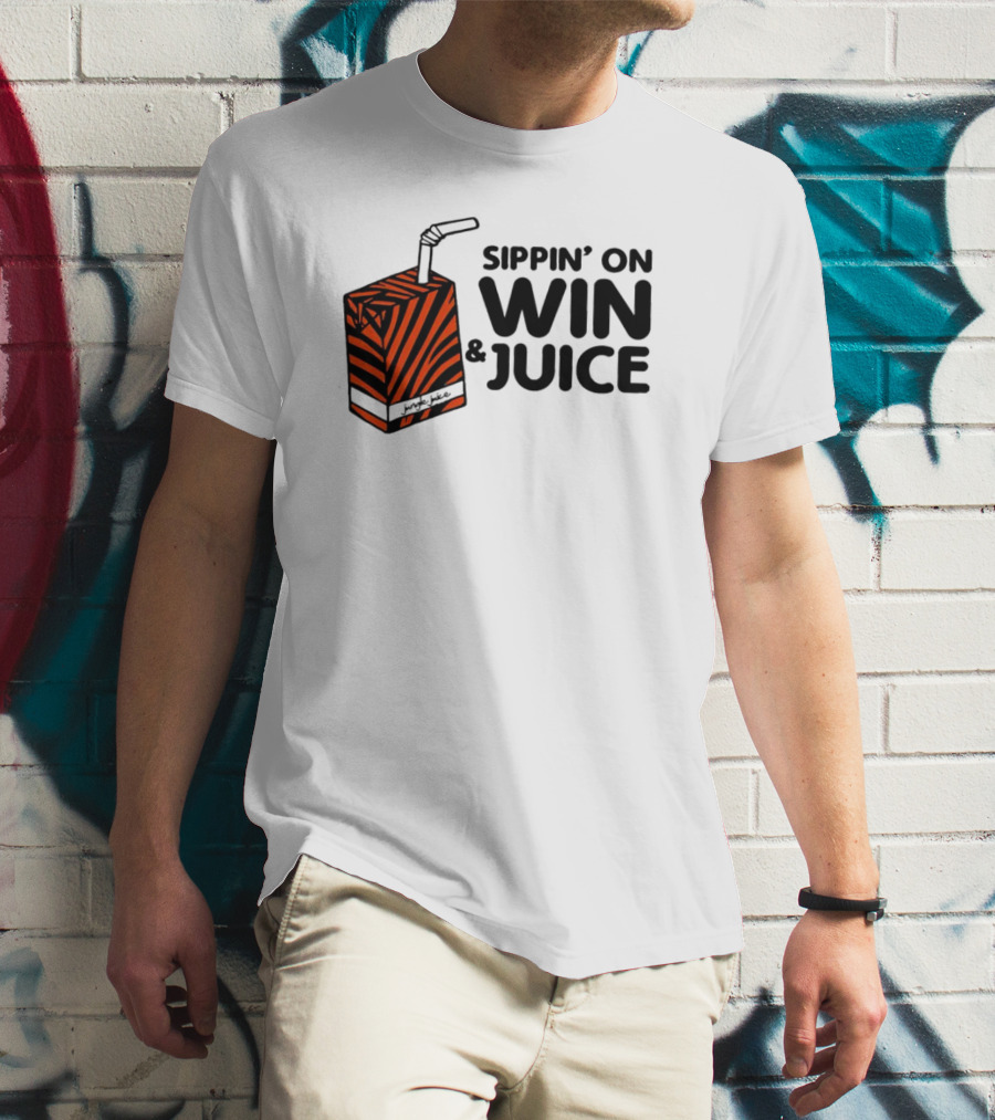 Cincinnati Bengals Sippin’ On Win And Juice With Tiger Stripes Box T-Shirt