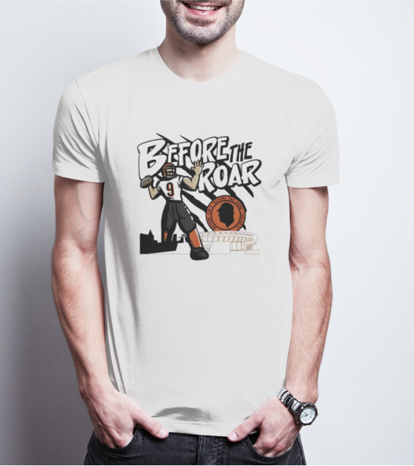 Joe Burrow Before The Roar Football Icon Cincinnati Orange T-Shirt