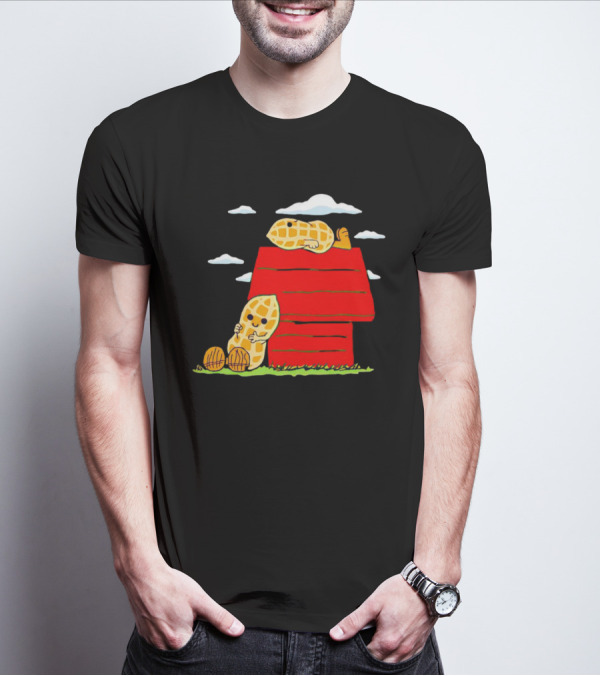 Peanuts Mashup Snoopy Red House Peanut Characters On Doghouse T-Shirt
