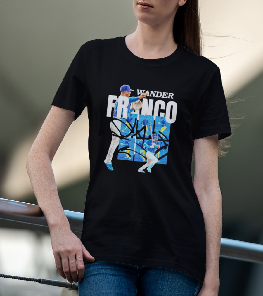 Wander Franco Baseball Dynamic Action And Signature T-Shirt