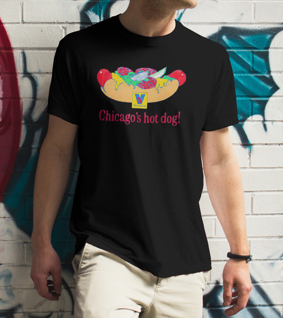 Vienna Beef Chicago's Hot Dog With Iconic Logo And Toppings T-Shirt