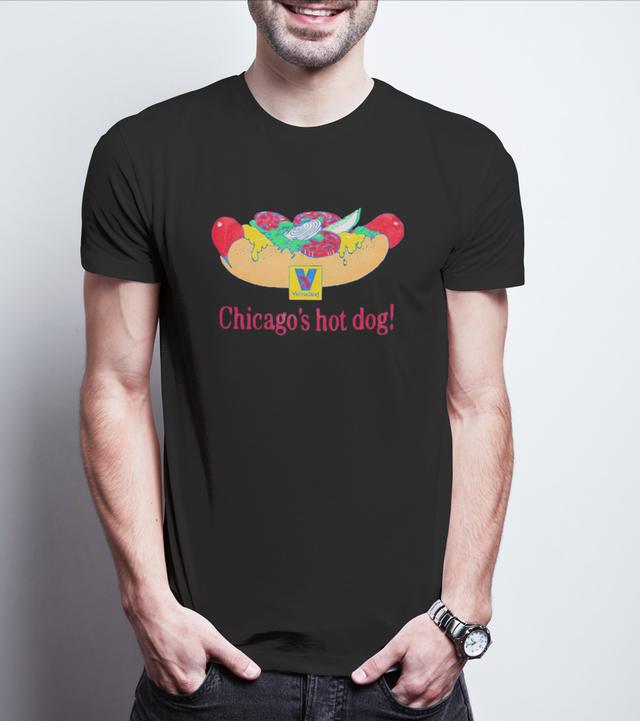 Vienna Beef Chicago's Hot Dog With Iconic Logo And Toppings T-Shirt