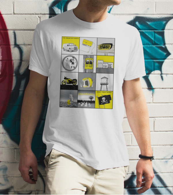 The Mountain Goats Jenny From Thebes Album Art Collage With Van Cassette Clock Sports Motorcycle Tree Water Tower Pirate Ship T-Shirt