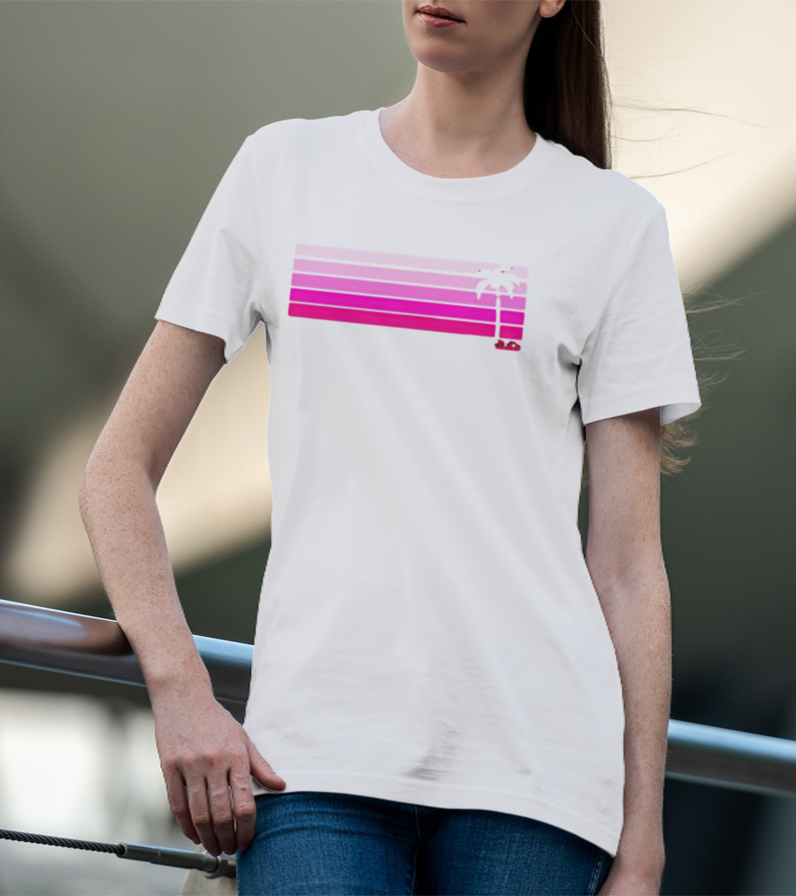 Barbie The Movie Pink Palm Stripe Retro T-Shirt