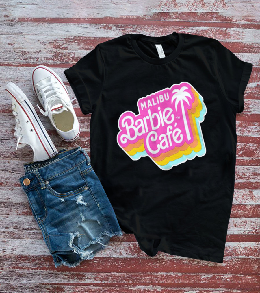 Malibu Barbie Cafe Colorful Retro Logo With Palm Tree T-Shirt