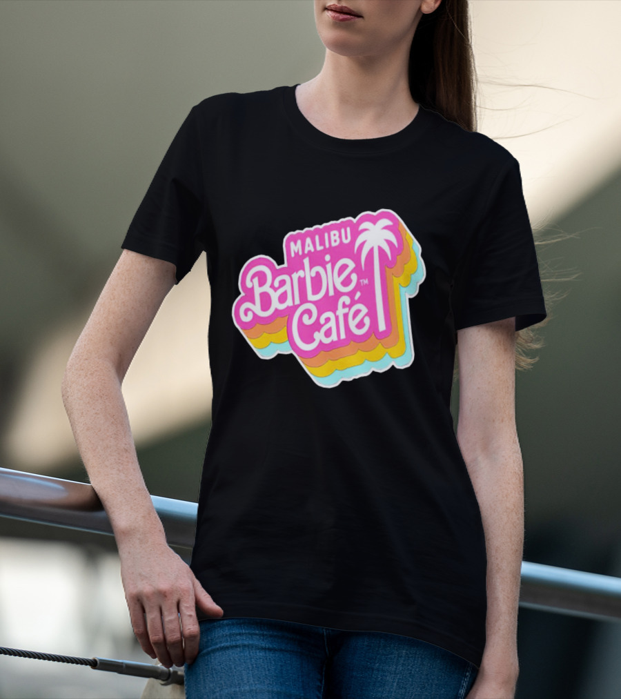 Malibu Barbie Cafe Colorful Retro Logo With Palm Tree T-Shirt