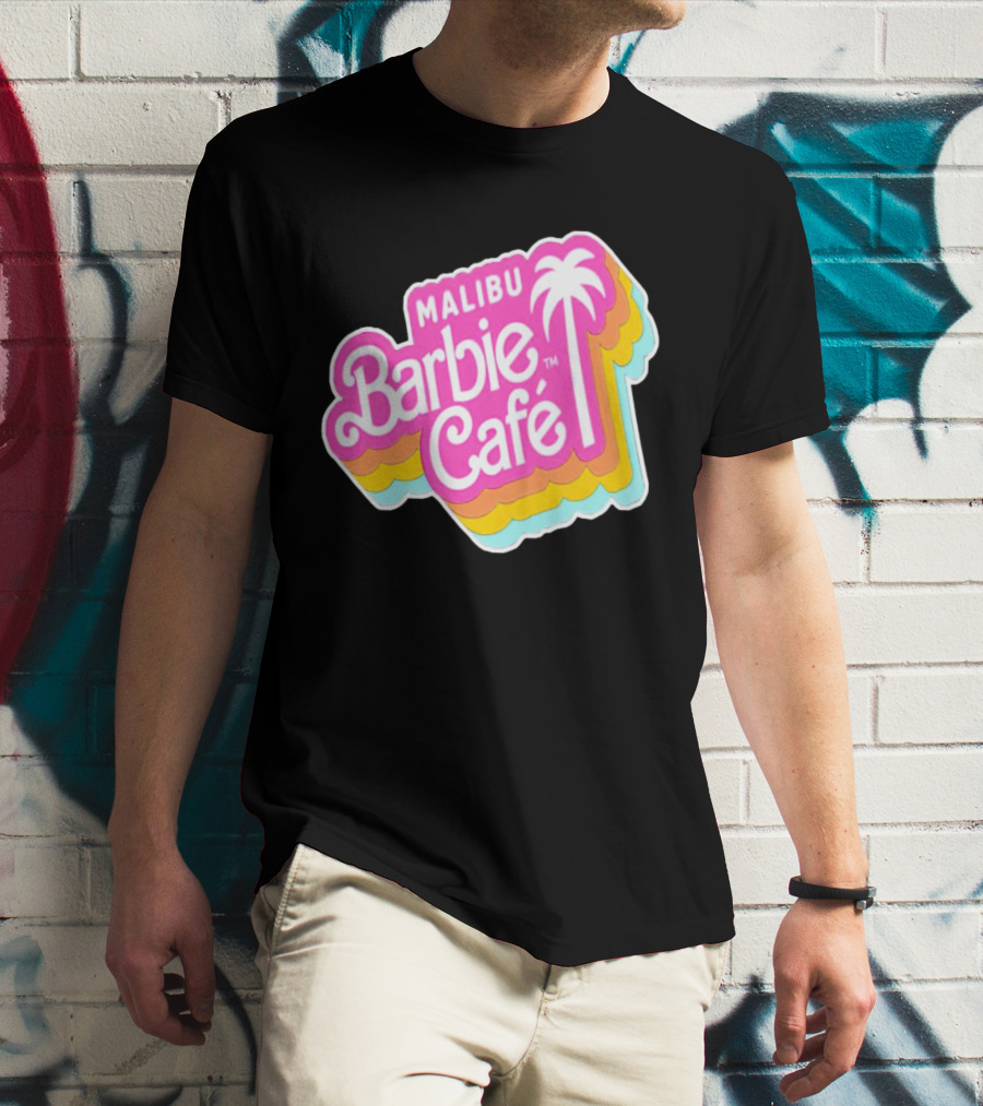 Malibu Barbie Cafe Colorful Retro Logo With Palm Tree T-Shirt