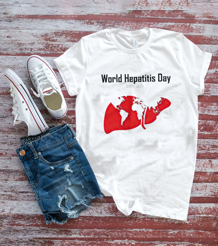 World Hepatitis Day 28th July Red Liver Map T-Shirt