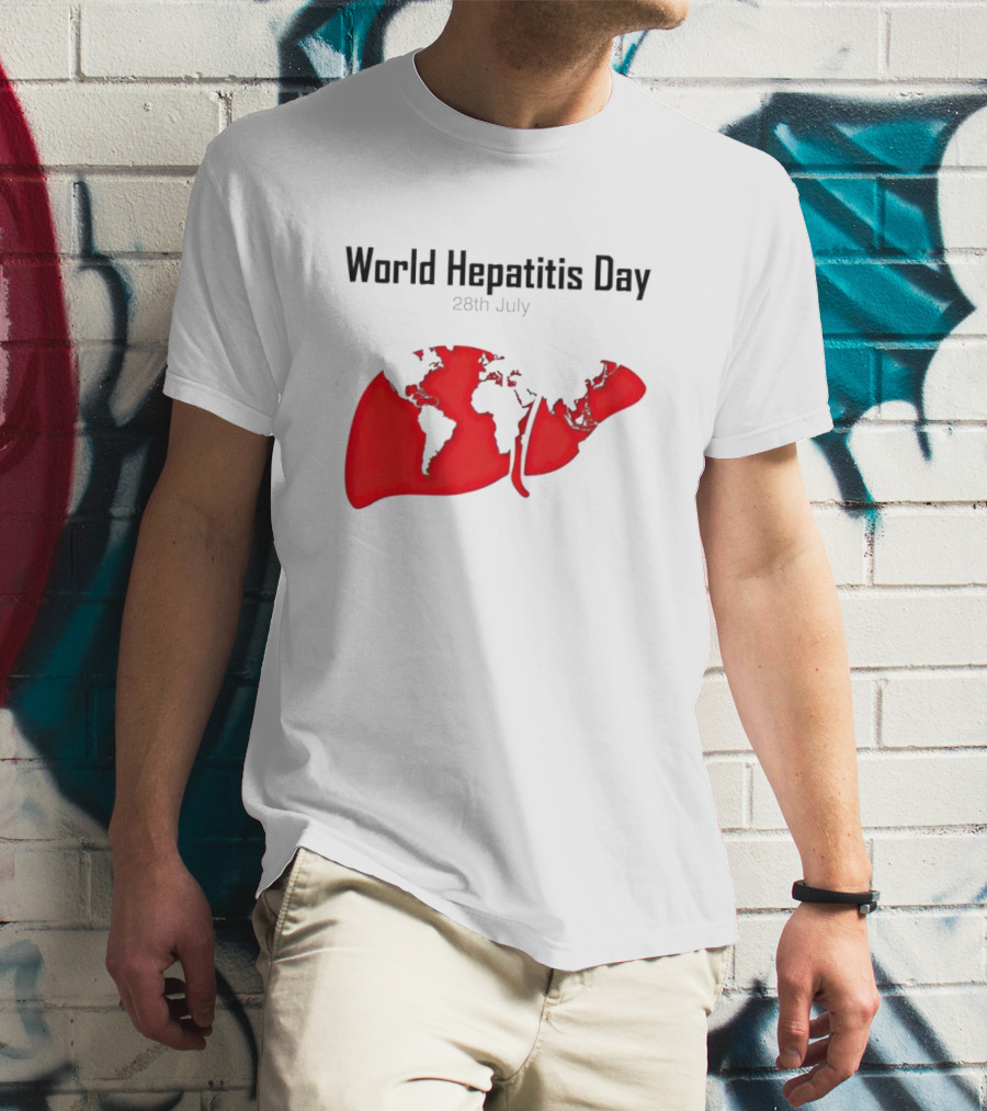 World Hepatitis Day 28th July Red Liver Map T-Shirt