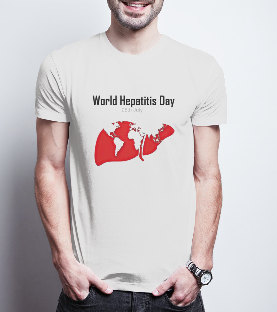 World Hepatitis Day 28th July Red Liver Map T-Shirt