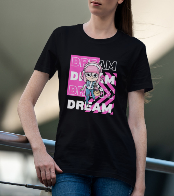 Dream Remix Pink Headphones Girl T-Shirt