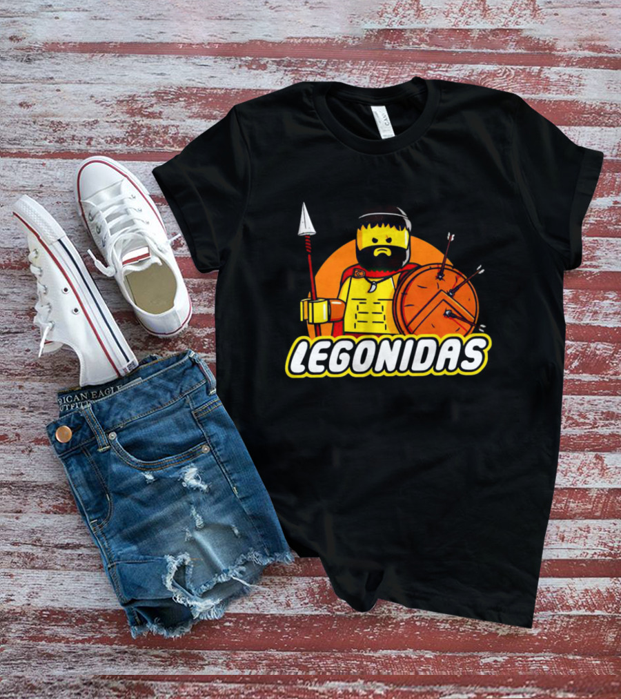 Lego Minifigure Legonidas Warrior Shield Spear T-Shirt