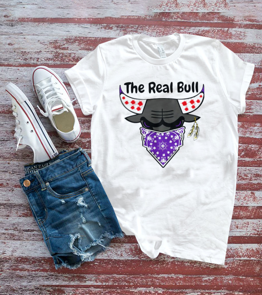 The Real Bull Purple Bandana Horns With Red Accents T-Shirt