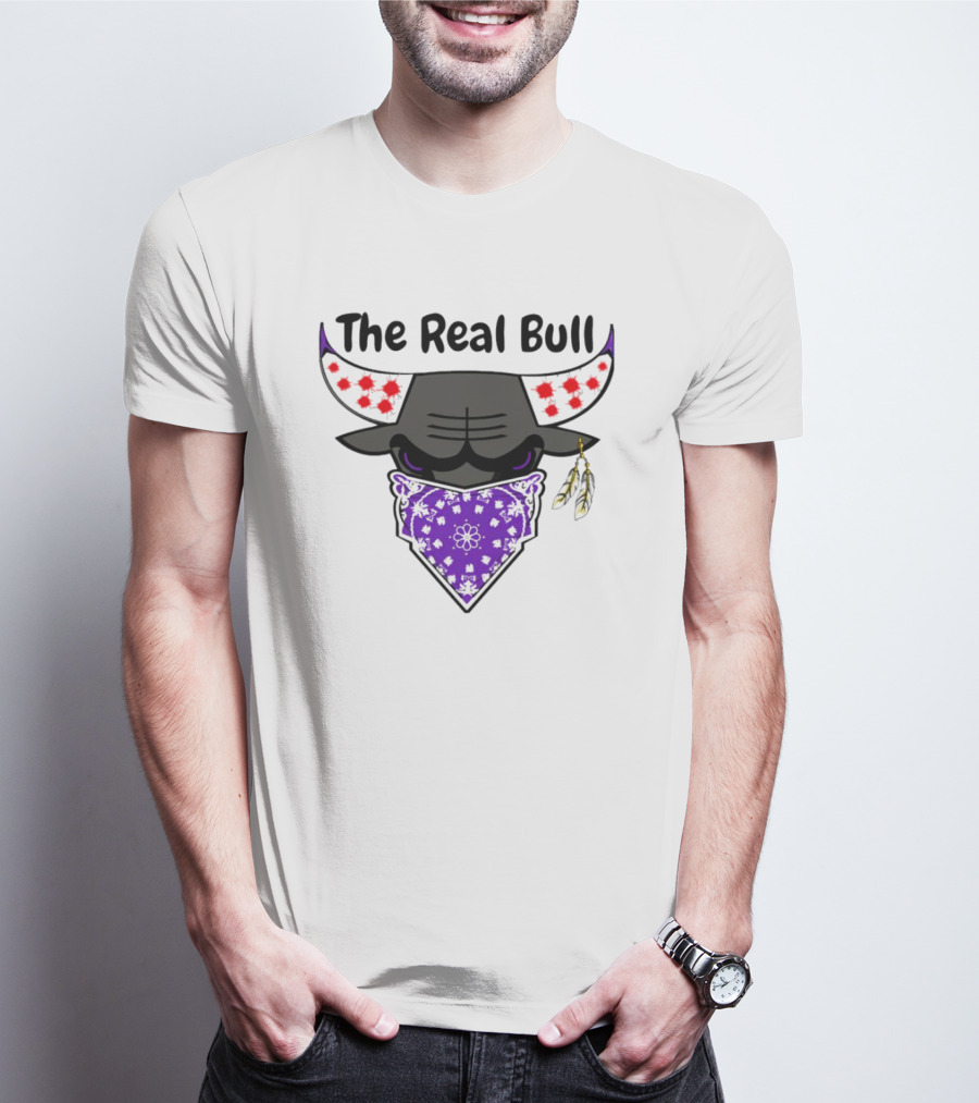 The Real Bull Purple Bandana Horns With Red Accents T-Shirt