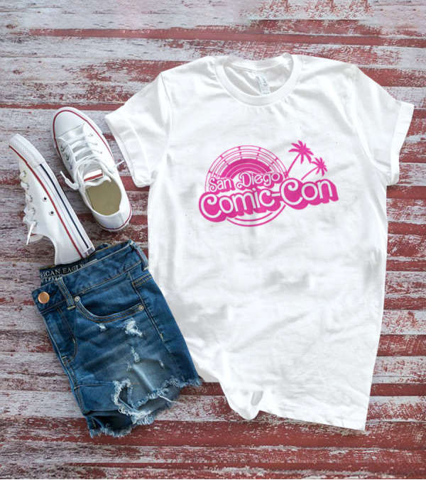 Barbie San Diego Comic-Con Logo With Pink Palm Trees T-Shirt