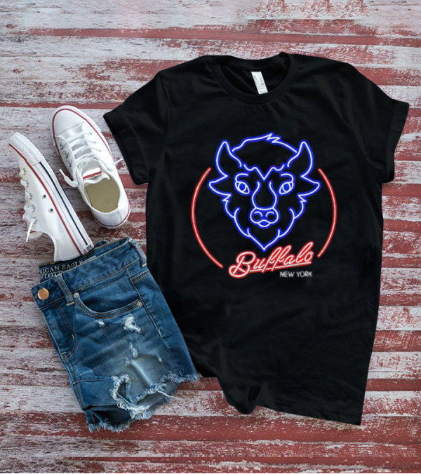 Buffalo New York Neon Bison Head T-Shirt