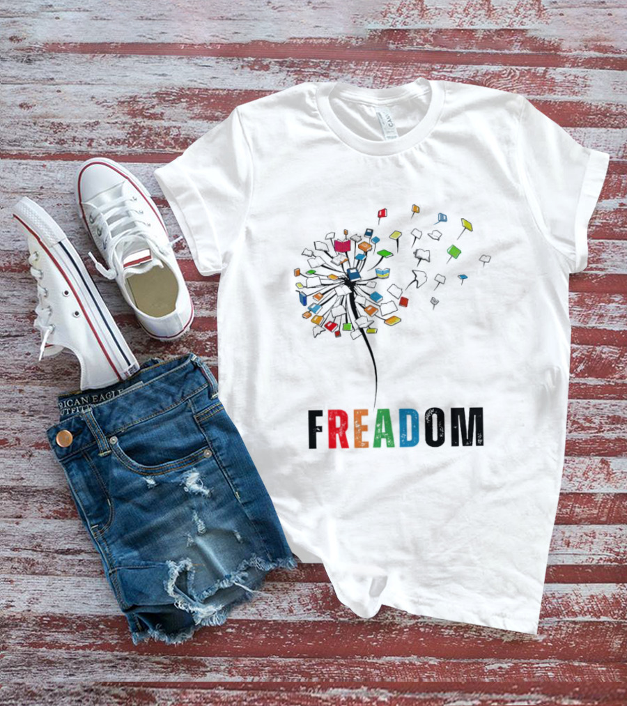 Dandelion Freadom Book Colorful Bloom T-Shirt