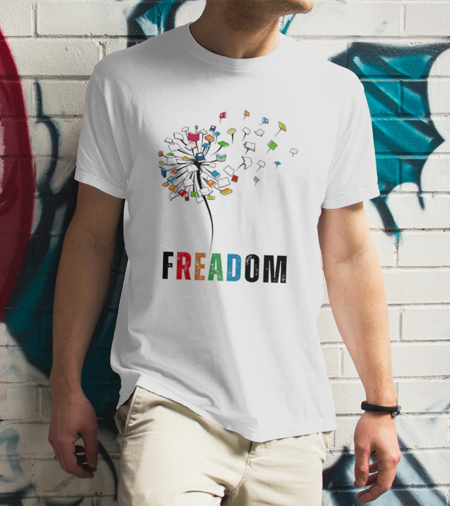 Dandelion Freadom Book Colorful Bloom T-Shirt