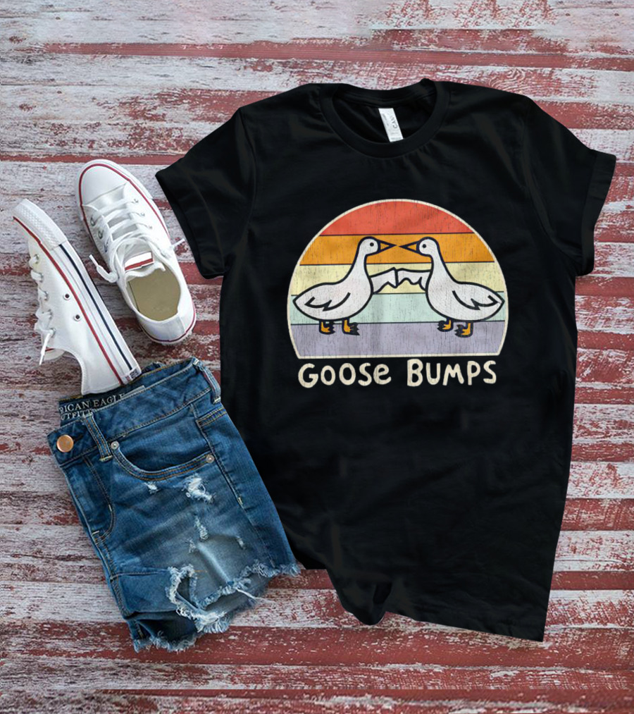 Goose Bumps Retro High Five Geese Pastel Sunset Vintage T-Shirt
