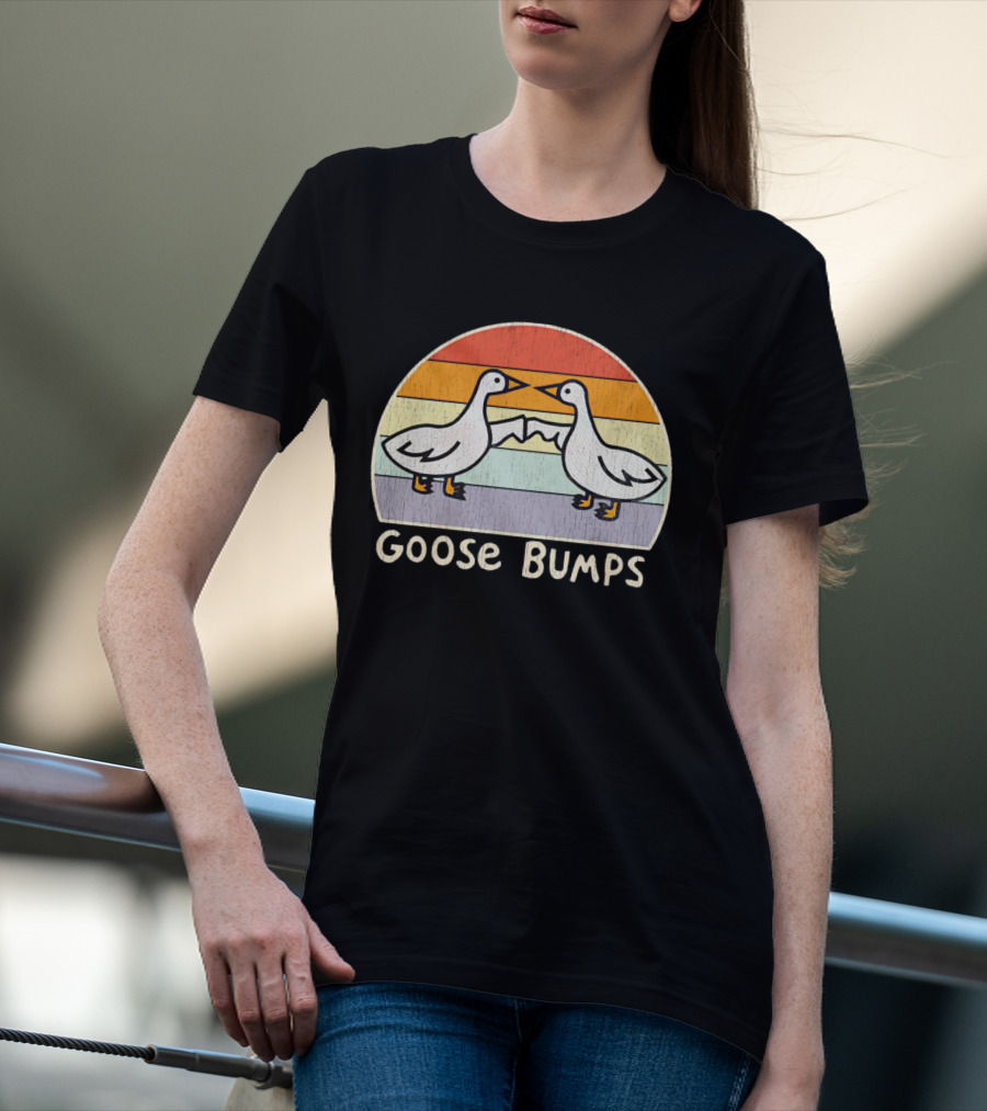 Goose Bumps Retro High Five Geese Pastel Sunset Vintage T-Shirt