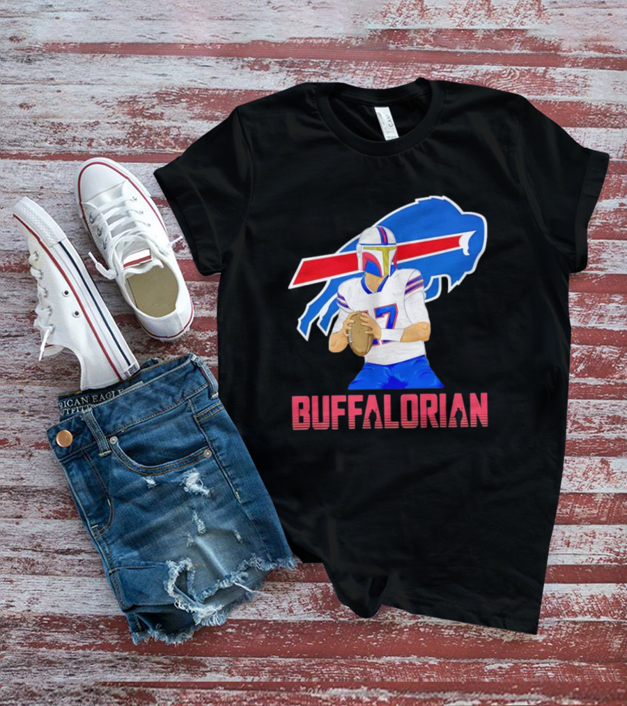 Buffalorian Josh Allen Buffalo Bills Mandalorian Helmet T-Shirt