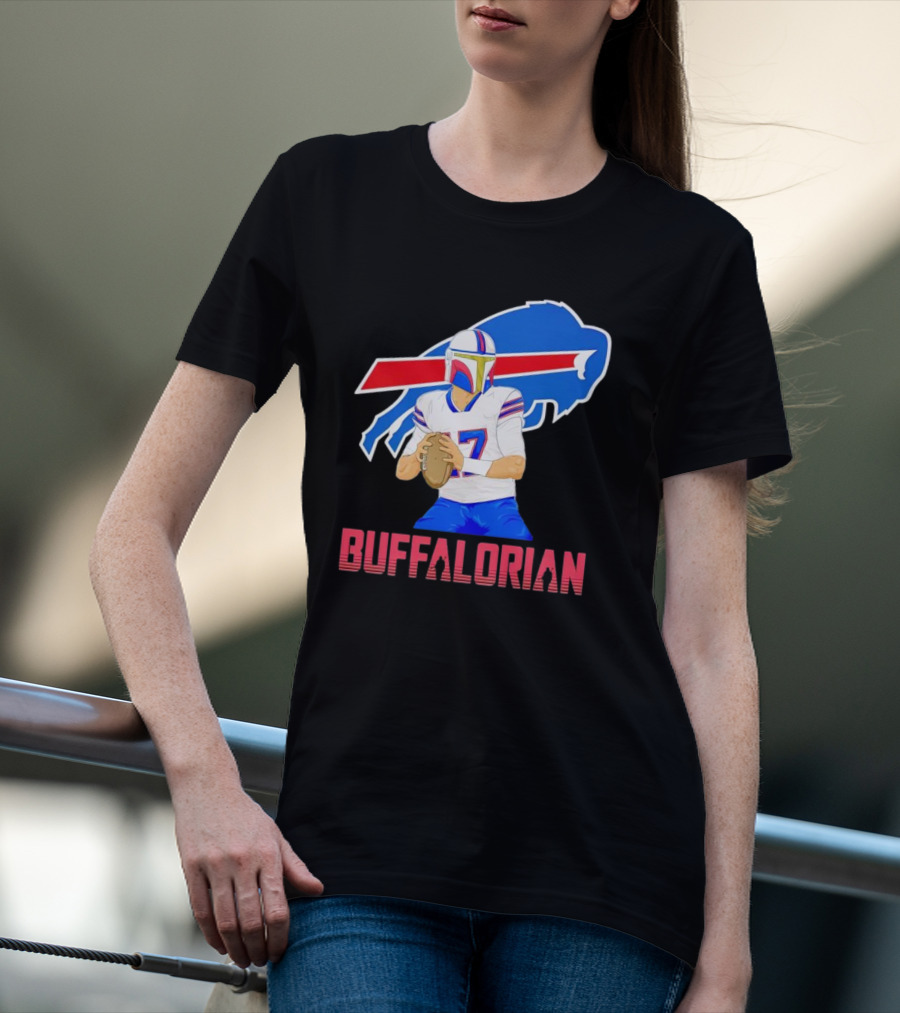 Buffalorian Josh Allen Buffalo Bills Mandalorian Helmet T-Shirt
