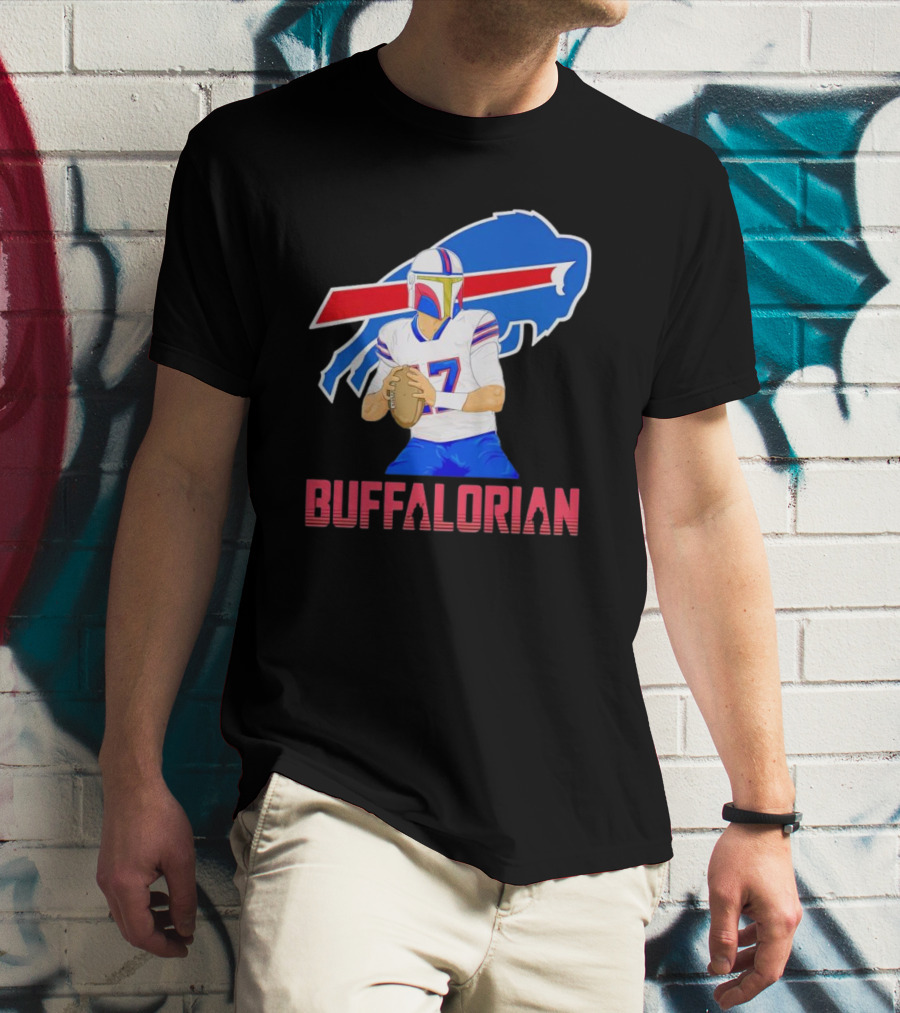 Buffalorian Josh Allen Buffalo Bills Mandalorian Helmet T-Shirt