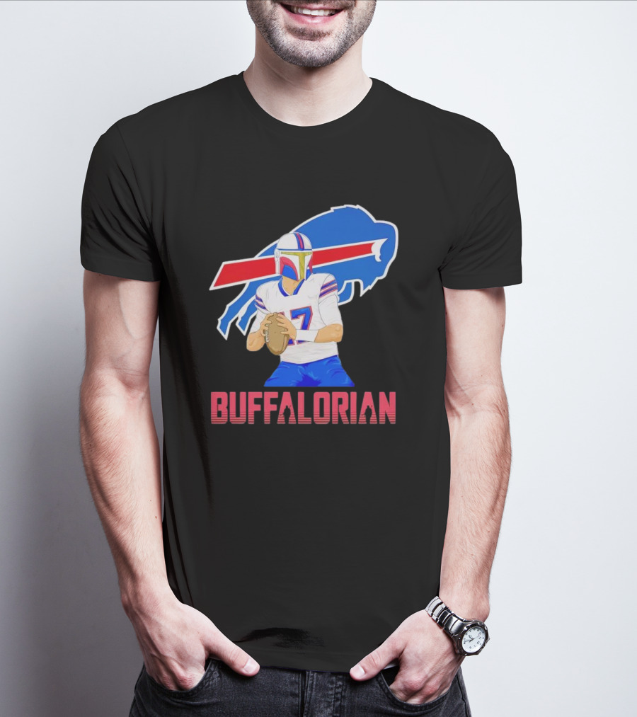 Buffalorian Josh Allen Buffalo Bills Mandalorian Helmet T-Shirt
