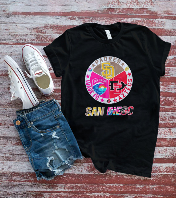 San Diego Padres Wave FC Aztecs Sports Team T-Shirt