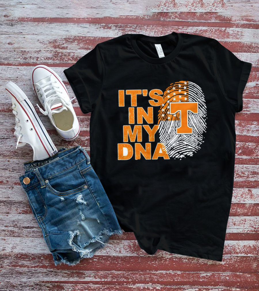 Tennessee Volunteers It's In My DNA Fingerprint American Flag T-Shirt
