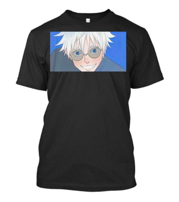 Young Gojo Satoru Anime Manga Art Blue Background T-Shirt