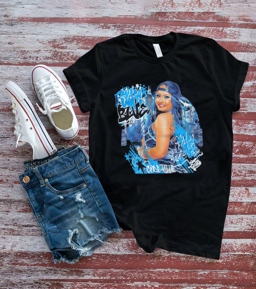 Skye Blue Cold Blue Graffiti Style Streetwear T-Shirt