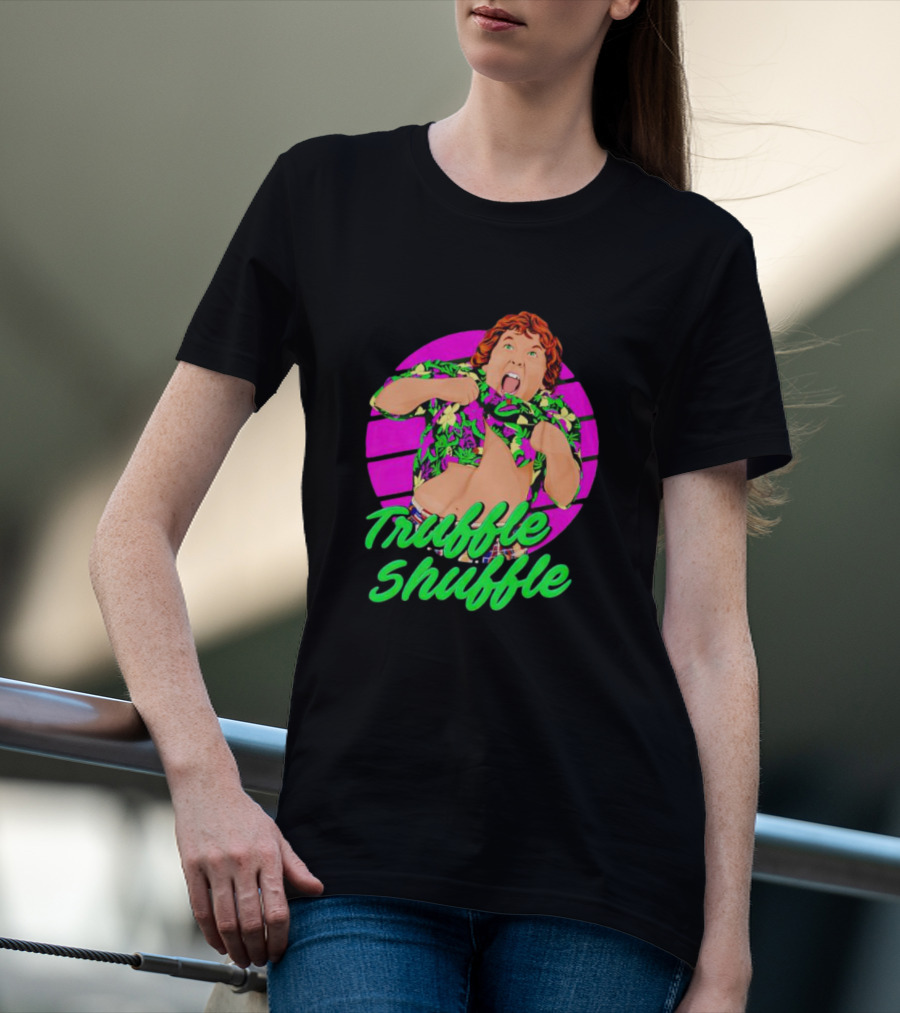 Truffle Shuffle 80s Retro Style With Hawaiian Shirt And Neon Colors T-Shirt