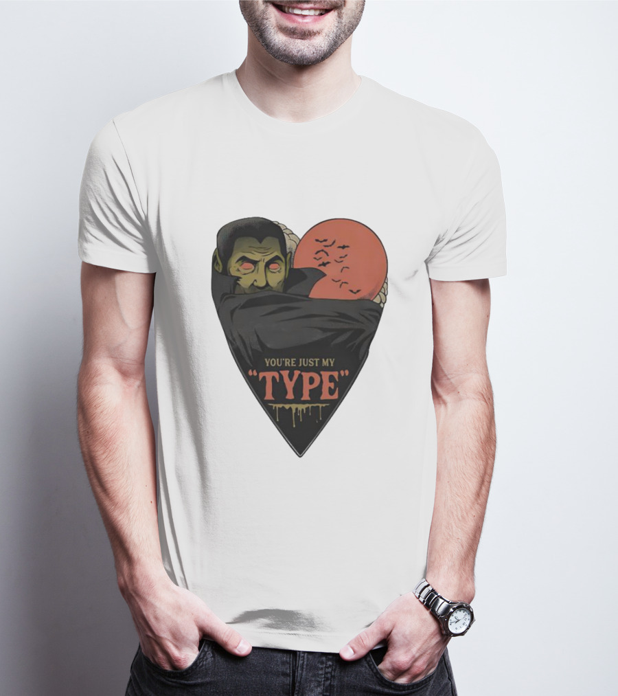 You’re Just My Type Horror Halloween Vampire With Red Moon And Bats T-Shirt