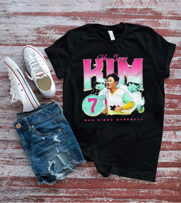 Ha-Seong Kim San Diego Baseball Lightning 90s Style Pink 7 T-Shirt