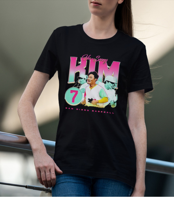 Ha-Seong Kim San Diego Baseball Lightning 90s Style Pink 7 T-Shirt