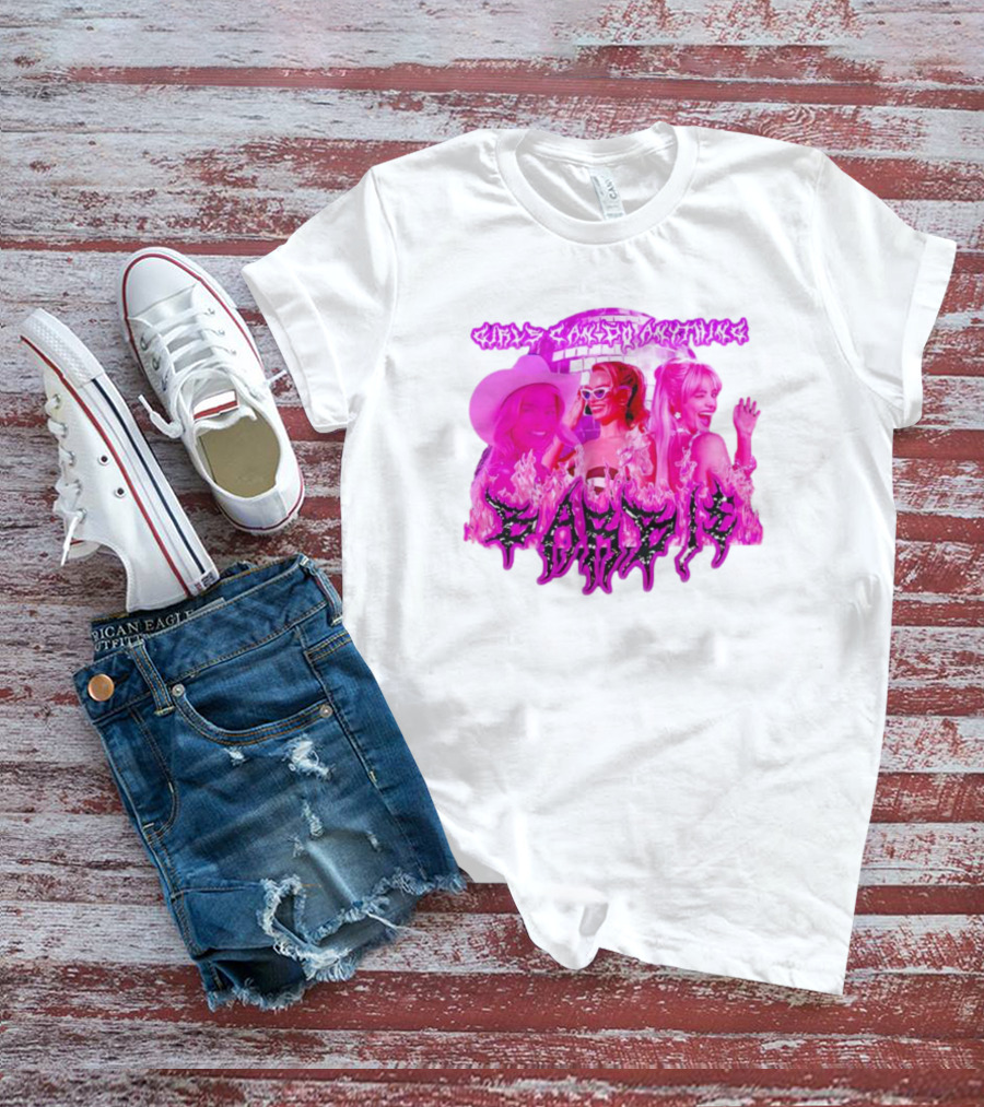Girls Can Do Anything Barbie Pink Flames T-Shirt