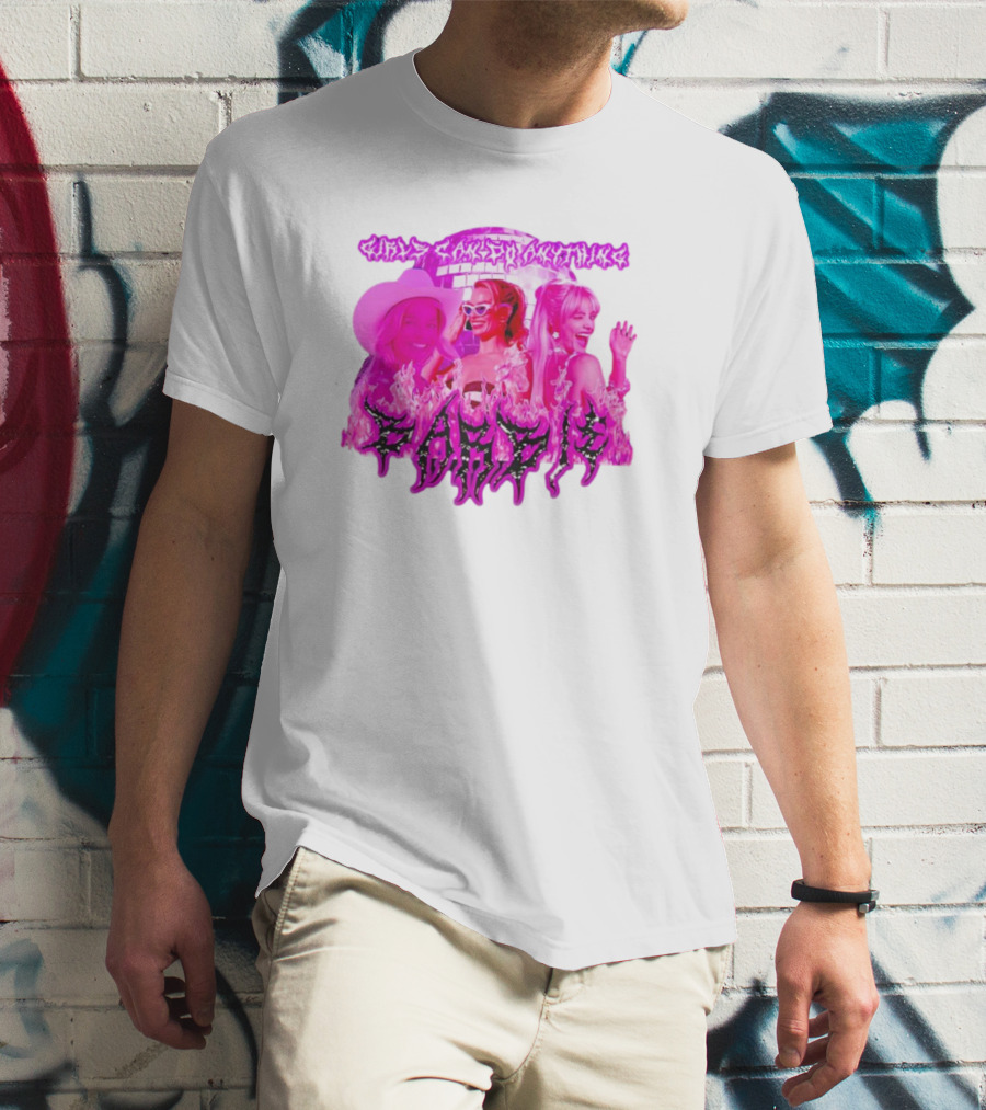 Girls Can Do Anything Barbie Pink Flames T-Shirt