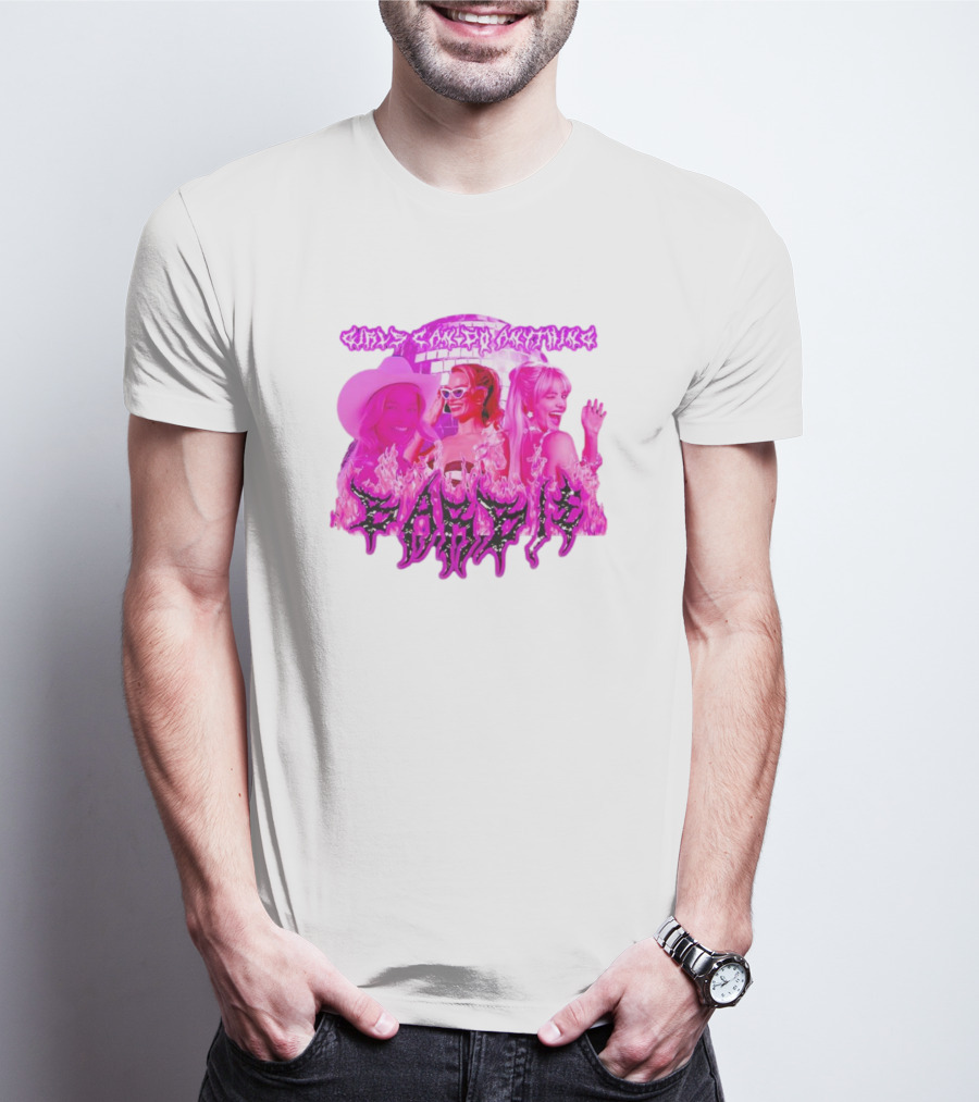 Girls Can Do Anything Barbie Pink Flames T-Shirt