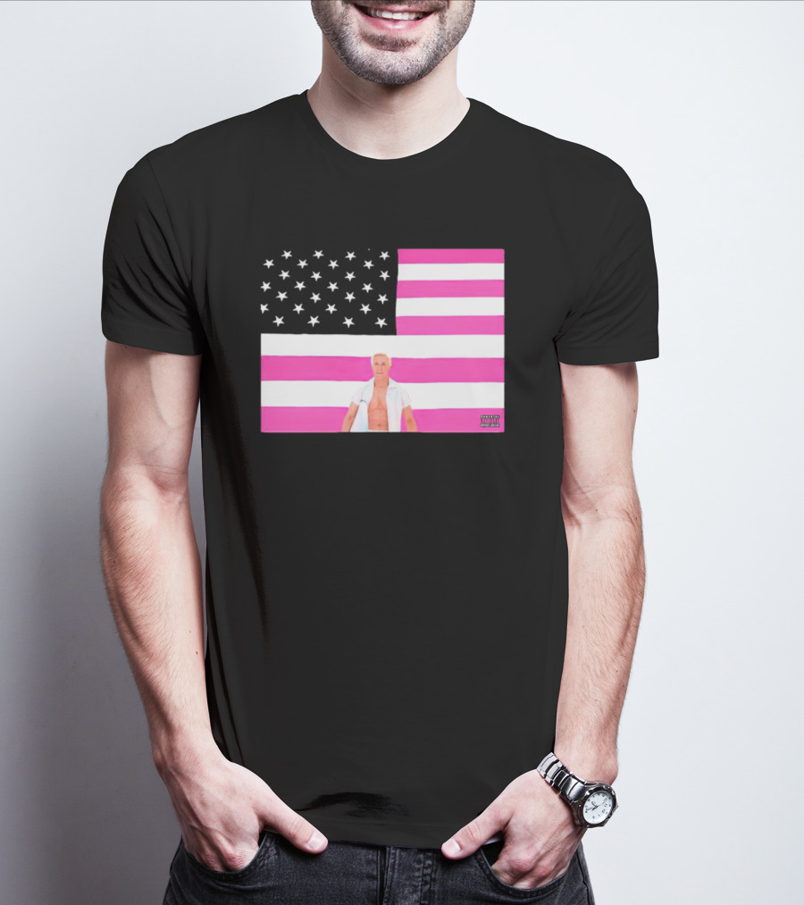 American Flag Barbie Ken Pink T-Shirt