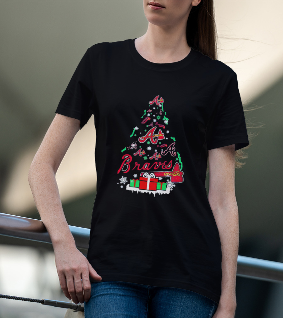 Atlanta Braves Christmas Tree Holiday T-Shirt
